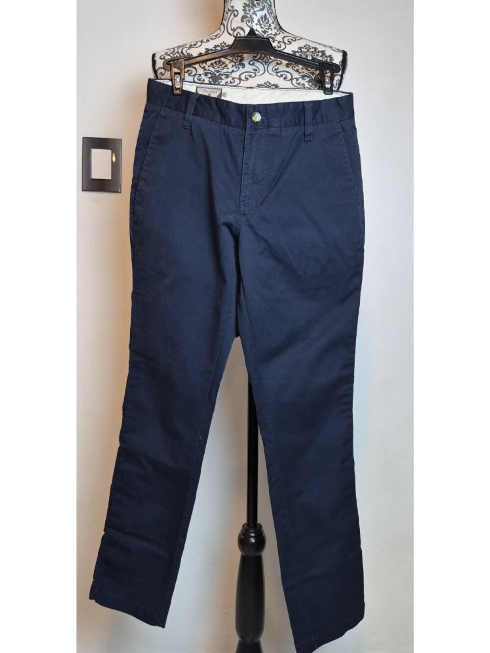 Volcom Men's Size 28 Navy Blue Skinny Chino Pants Snap Button Corpo Class